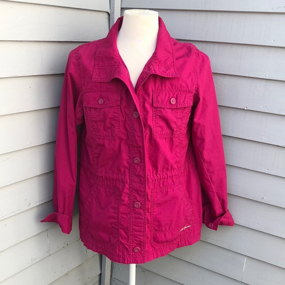 Eddie Bauer Jackets & Blazers - Eddie Bauer Bright Pink Lightweight Utility Jacket Size Large